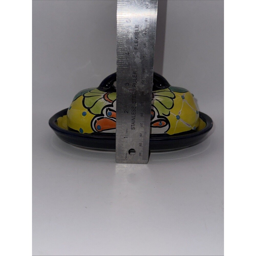 Talavera Mexican Pottery Butter Dish Hand Painted Ceramic Lid Tray 7” - Picture 11 of 11